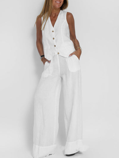 Erika - Elegant sleeveless vest and pant set