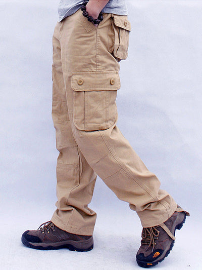 Men's casual 6-pocket straight cargo pants