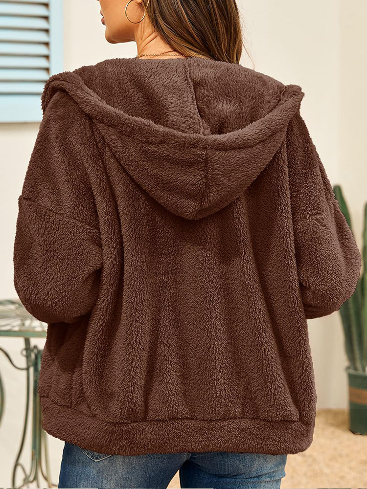 Oversized fleece hoodie with full zipper