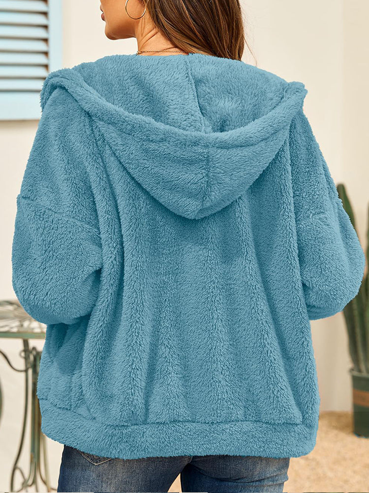 Oversized fleece hoodie with full zipper