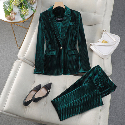 Women's velvet jacket and pants set