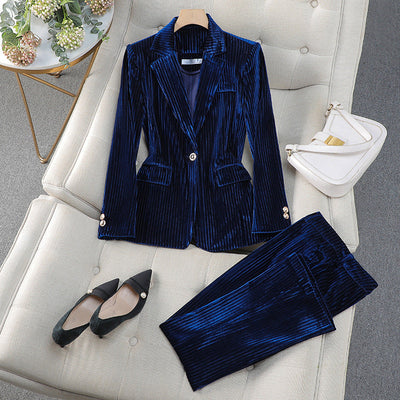 Women's velvet jacket and pants set