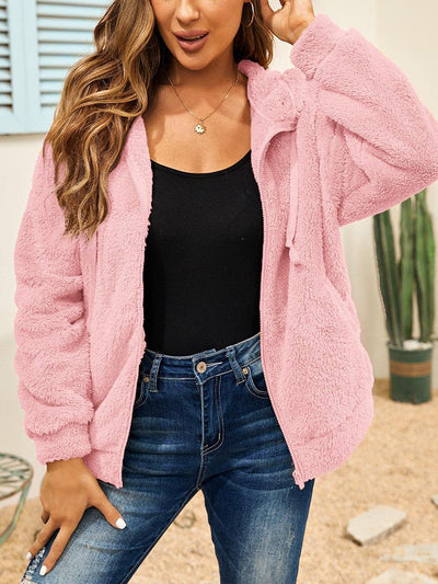 Oversized fleece hoodie with full zipper