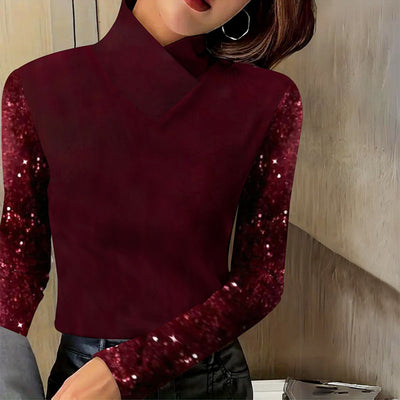 Dark red long sleeve monochrome top