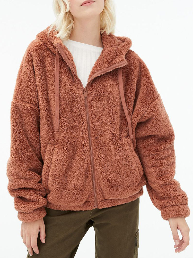 Oversized fleece hoodie with full zipper