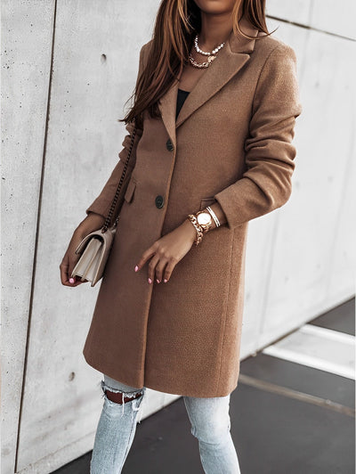 Long sleeve 2-button coat for women