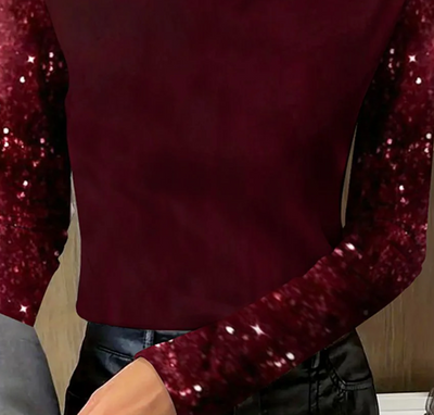 Dark red long sleeve monochrome top