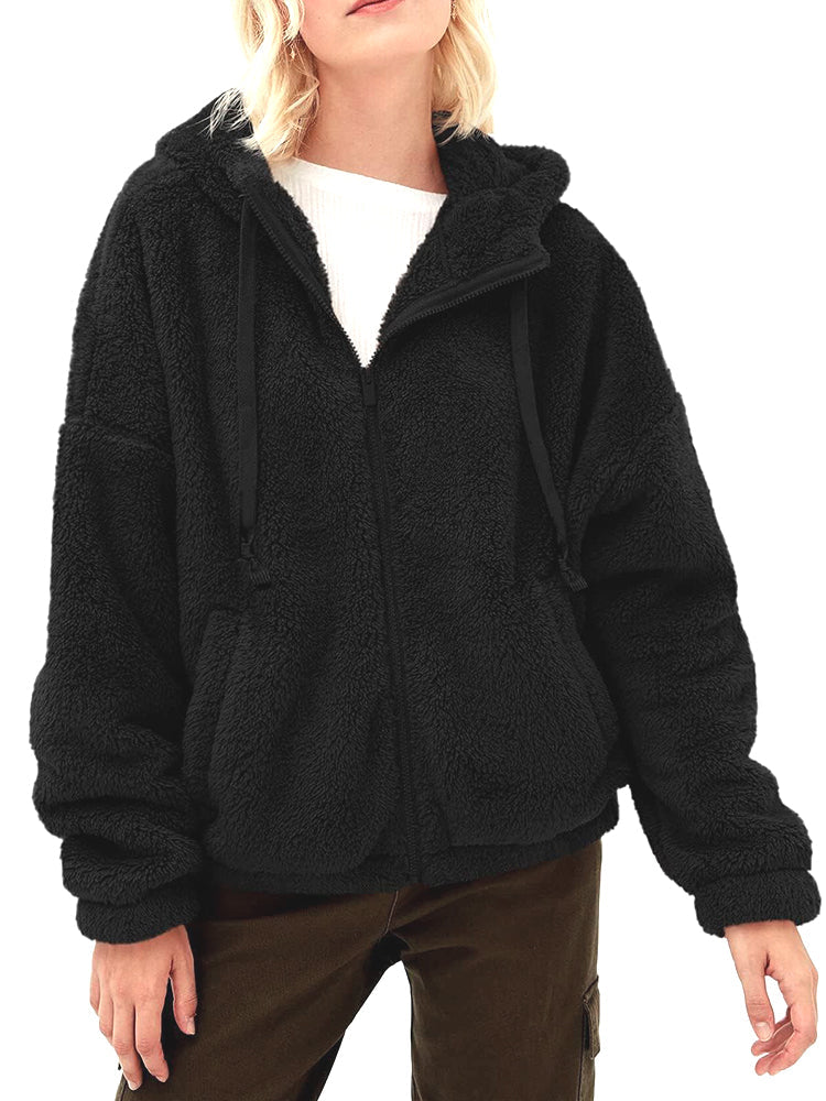 Oversized fleece hoodie with full zipper