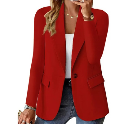 Women's Casual Long Sleeve Slim Pocket Blazer with Buckle