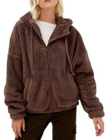 Oversized fleece hoodie with full zipper