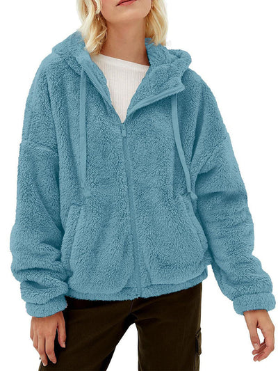 Oversized fleece hoodie with full zipper