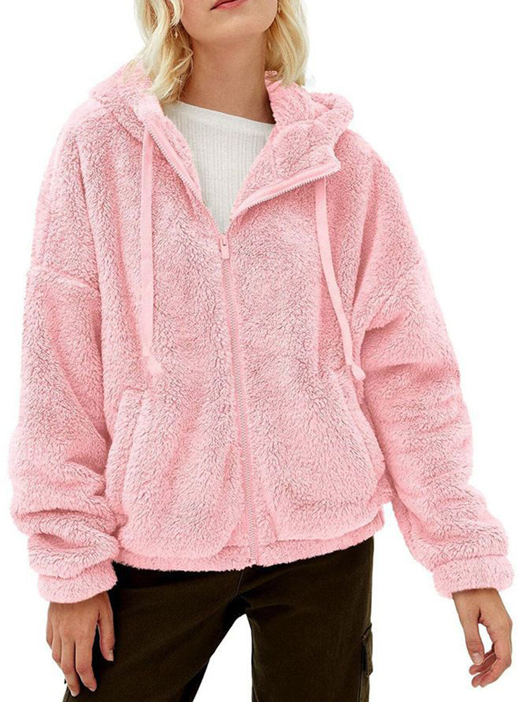 Oversized fleece hoodie with full zipper