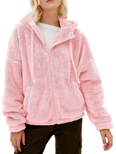 Oversized fleece hoodie with full zipper