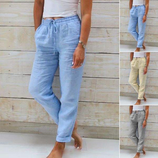 Monica - Cotton and linen elastic waist pants