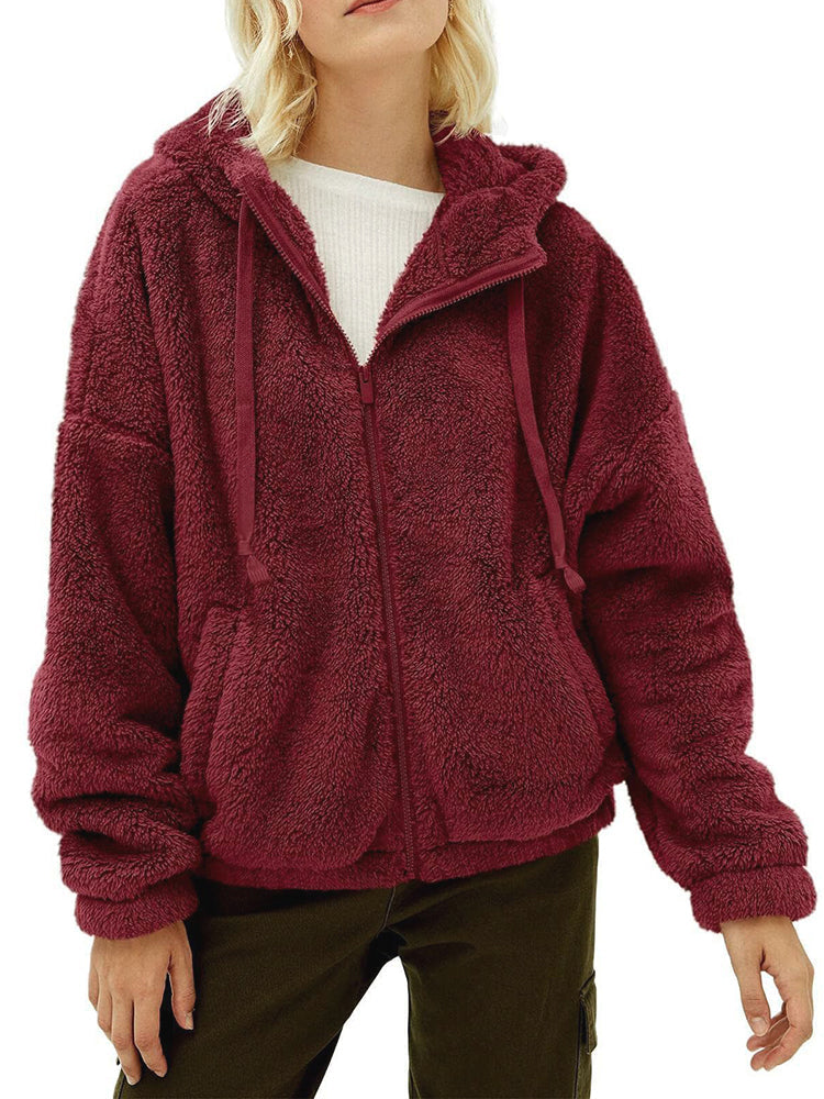 Oversized fleece hoodie with full zipper