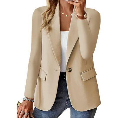 Women's Casual Long Sleeve Slim Pocket Blazer with Buckle