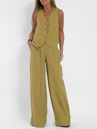 Erika - Elegant sleeveless vest and pant set