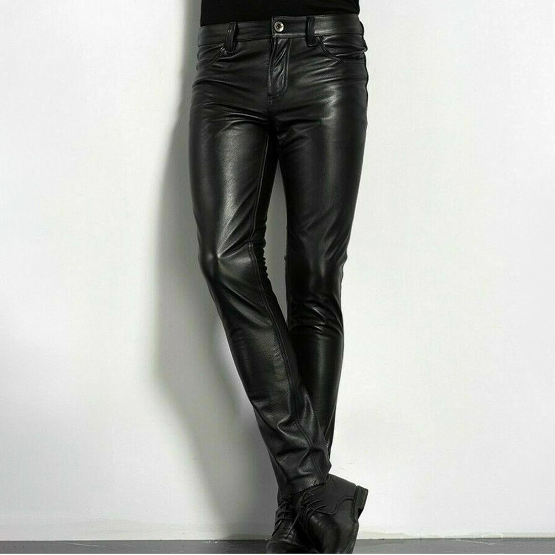 Brent | Black faux leather pants for men