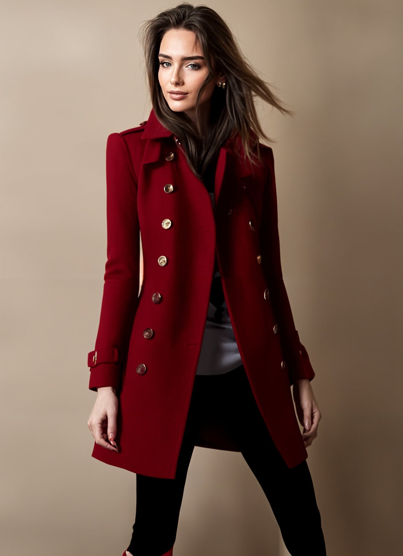 Elegant women's winter coat with button closure