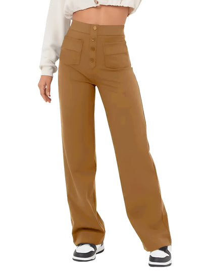 Greta Pants - High waisted elastic pants with wide leg elegance