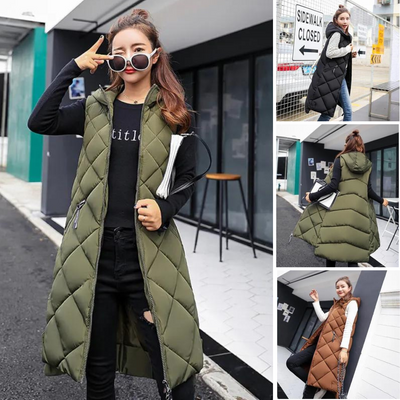 Louella - The new casual sleeveless vest, long down jacket with hood