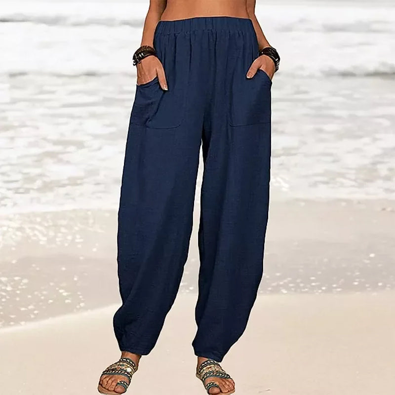 Women's new solid color loose casual harem pants