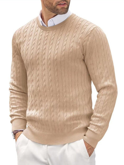 Slim fit fine knit men's crew neck sweater