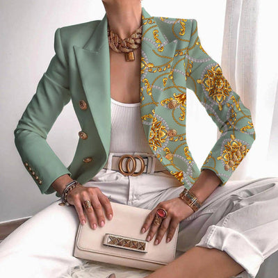 Stylish blazer jacket with print and buttons for women | Perfect for everyday wear