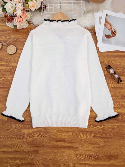 Unique long-sleeved V-neck sweater