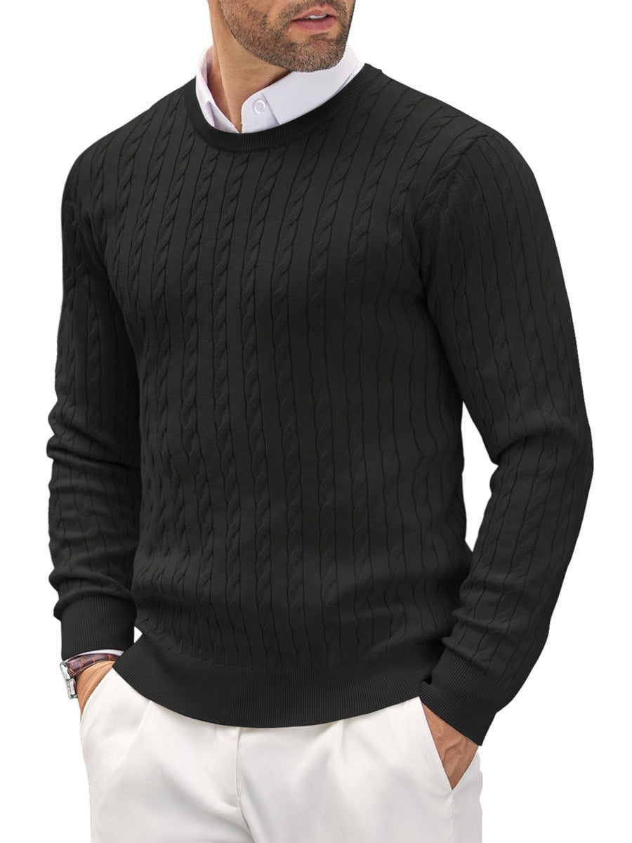 Slim fit fine knit men's crew neck sweater