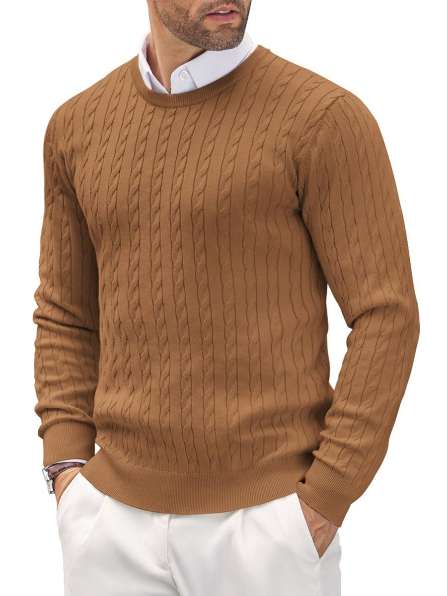 Slim fit fine knit men's crew neck sweater