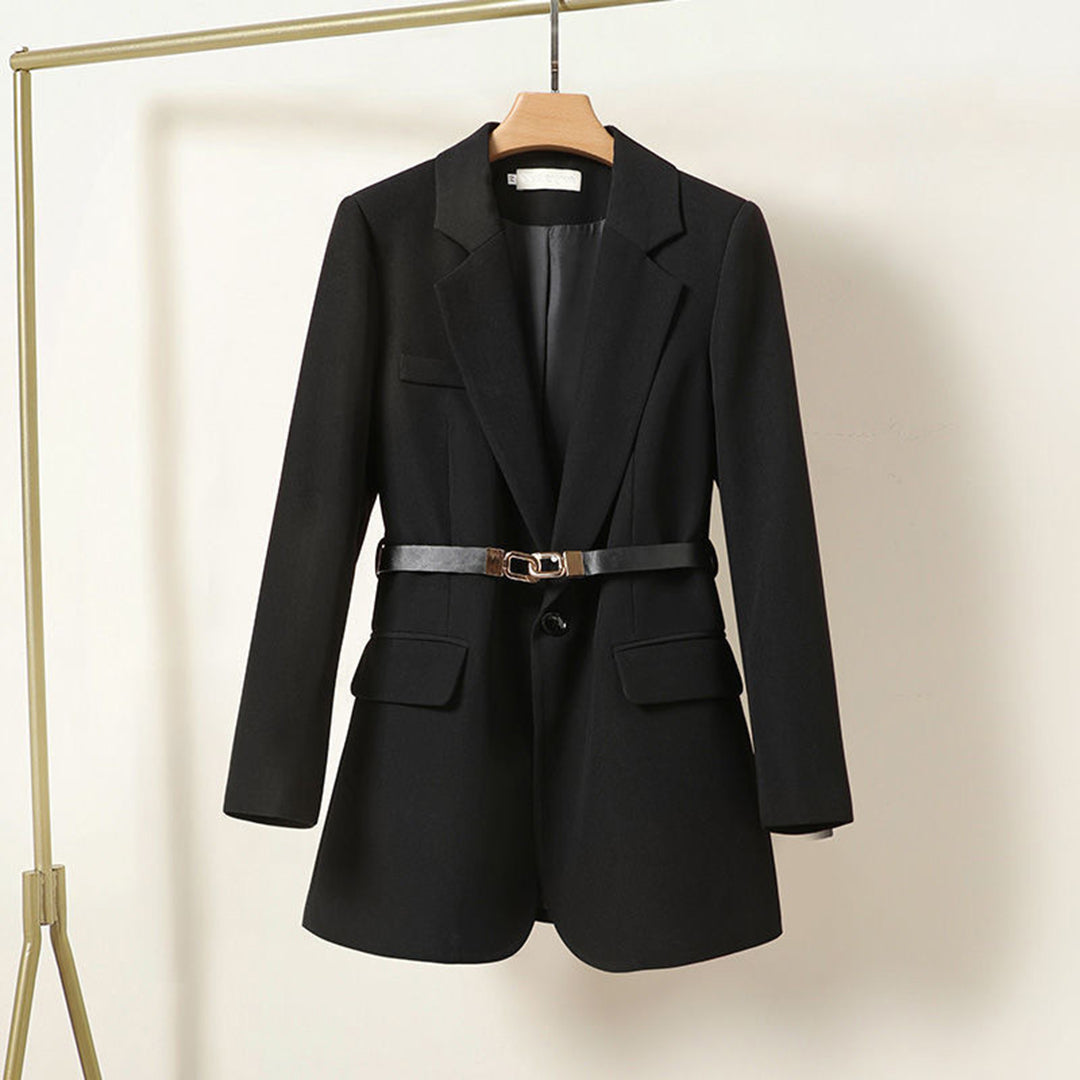 LISA - Women's long, neat blazer with belt