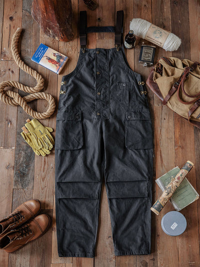 Men's canvas overalls Flap pockets Button front Workwear