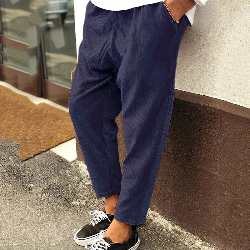 Men's casual loose corduroy trousers - West