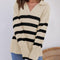 Striped knitted sweater with collar for women | Perfect for all seasons