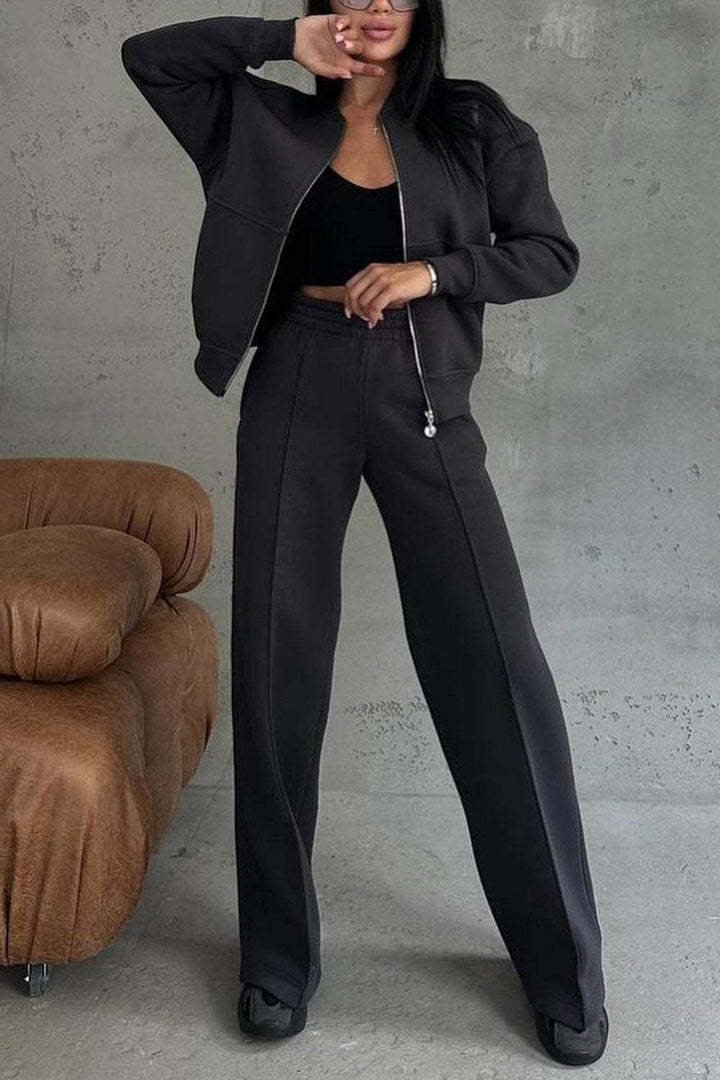 Maroxe | Set with zipper jacket and wide leg pants