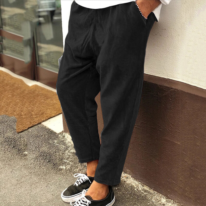 Men's casual loose corduroy trousers - West