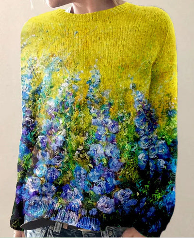 Floral embroidered sweater for women