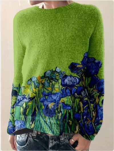 Floral embroidered sweater for women