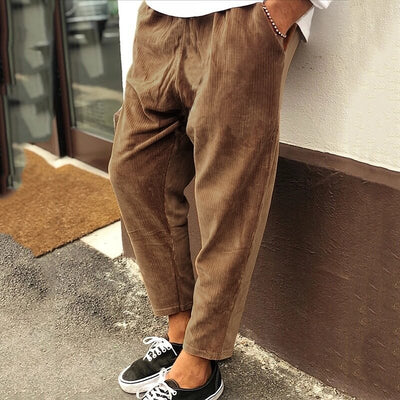 Men's casual loose corduroy trousers - West