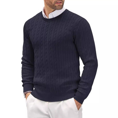 Slim fit fine knit men's crew neck sweater