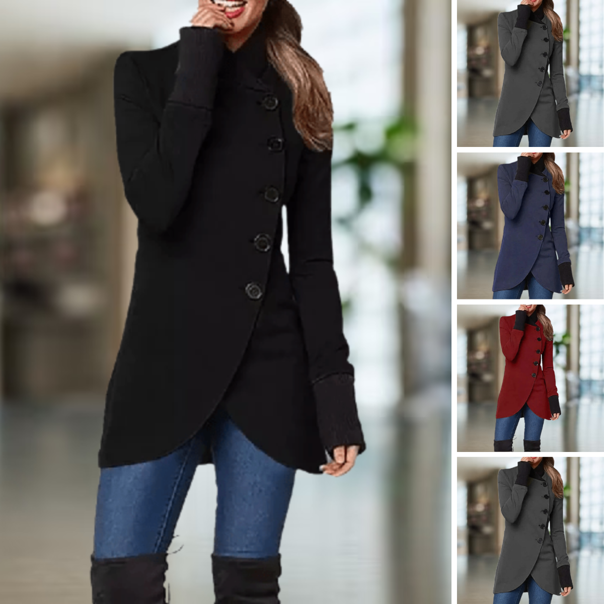 Yasmine - Coat with stand-up collar for women