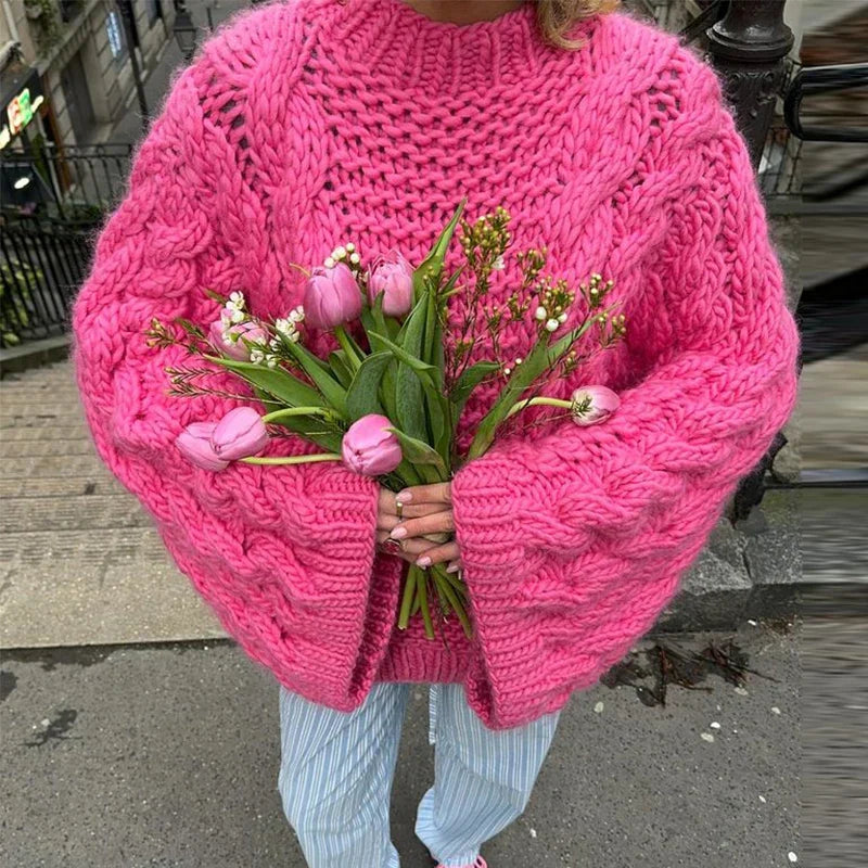 Oversized knitted sweater for women