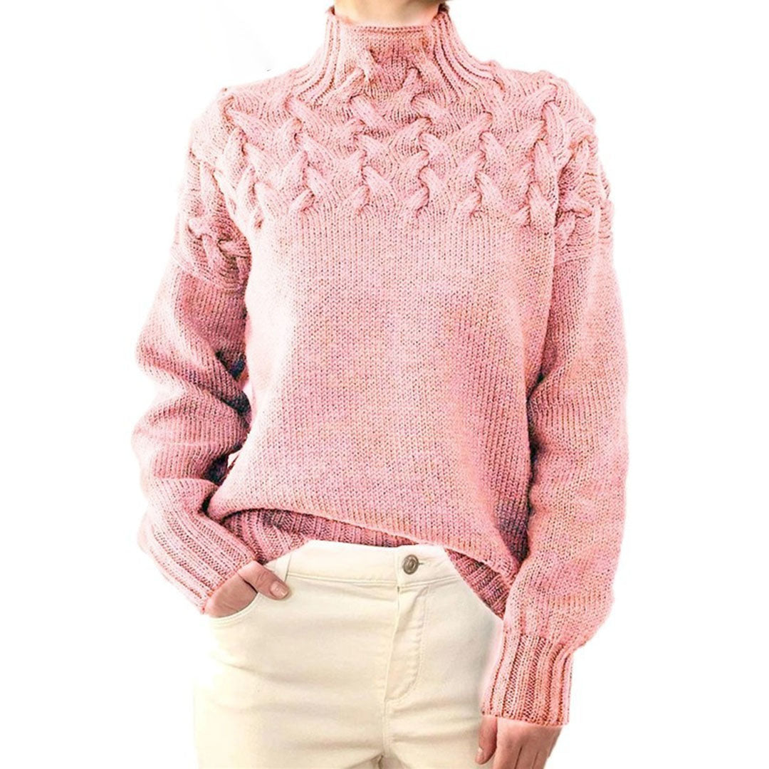 Sansa - Knitted sweater with turtleneck for women