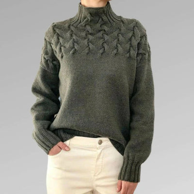 Sansa - Knitted sweater with turtleneck for women