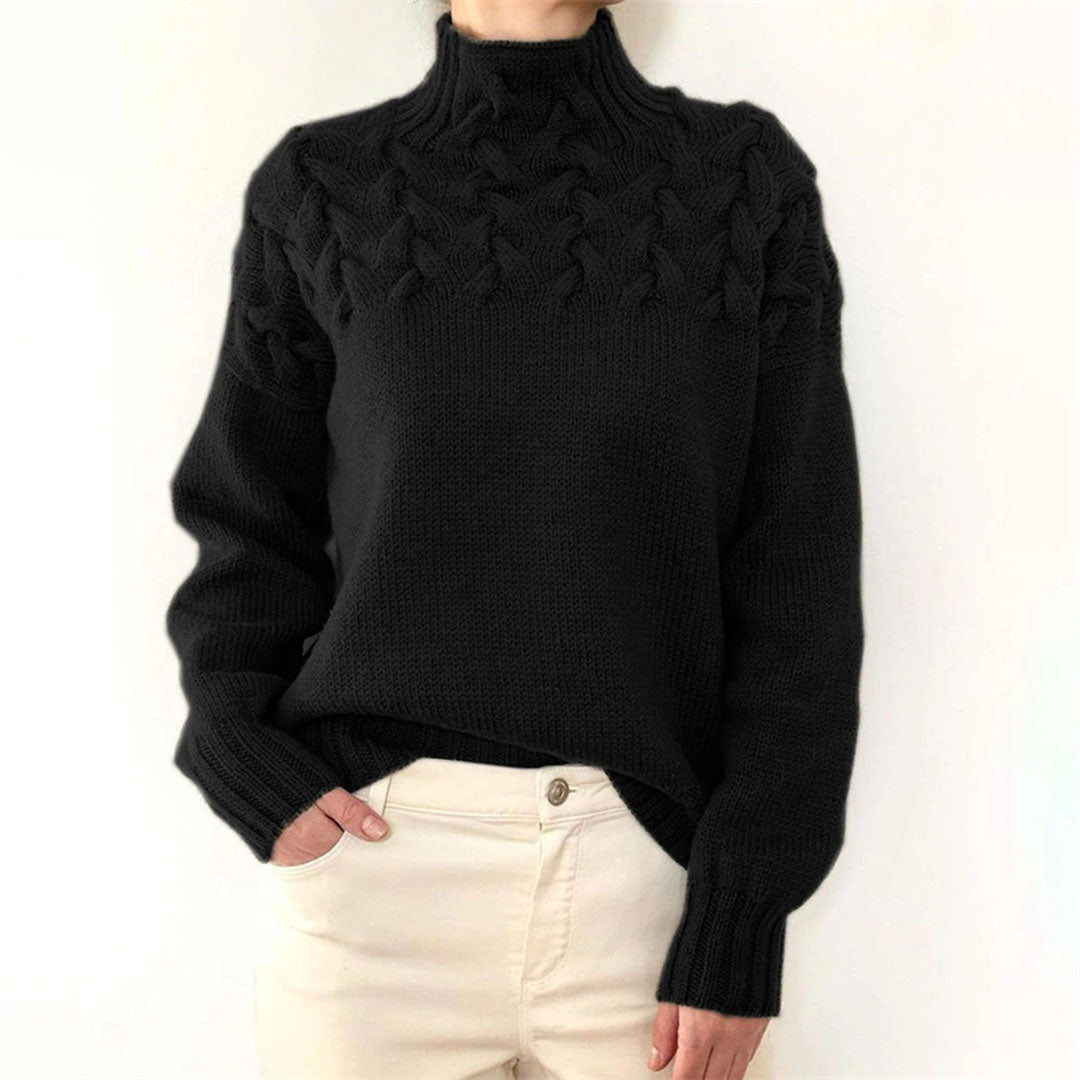 Sansa - Knitted sweater with turtleneck for women