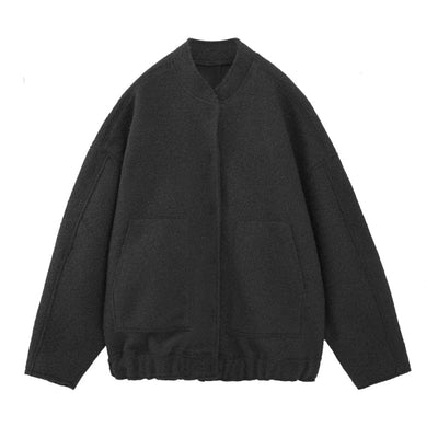 Luna - Oversized wool coat with round neck and buttons