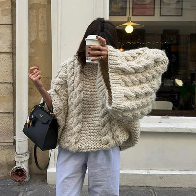 Oversized knitted sweater for women