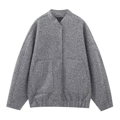 Luna - Oversized wool coat with round neck and buttons