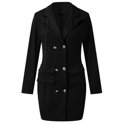 Stylish, elegant blazer dress with buttons and pockets for women | Ideal for all seasons